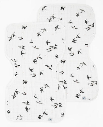 Little Unicorn Organic Cotton Muslin Burp Cloth, 2 Pack - Swallows + Wheat - UF0803