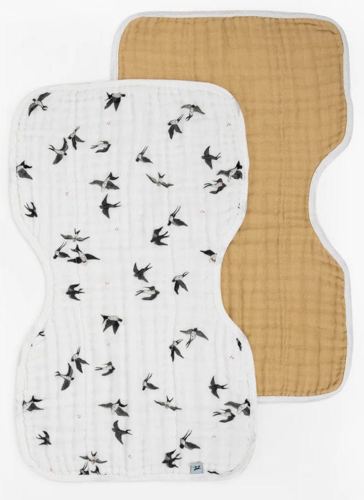 Little Unicorn Organic Cotton Muslin Burp Cloth, 2 Pack - Swallows + Wheat - UF0803