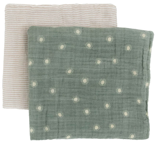 Little Unicorn Organic Cotton Muslin Swaddle Blanket 2 Pack - Sage Suns - UB2504