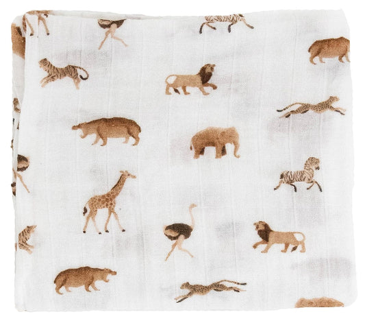 Little Unicorn Organic Cotton Muslin Swaddle Blanket - Animal Crackers - UB2603