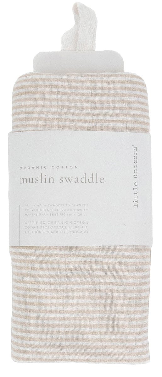 Little Unicorn Organic Cotton Muslin Swaddle Blanket - Sand Stripe - UB2608