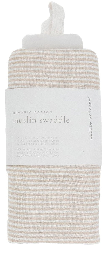 Little Unicorn Organic Cotton Muslin Swaddle Blanket - Sand Stripe - UB2608