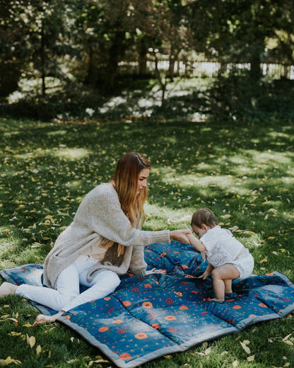 Little Unicorn Outdoor Blanket, 5' x 5' - Midnight Poppy - UB0805