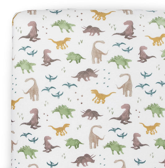 Little Unicorn Stretch Knit Crib Sheet - Dino Pals - UN1201