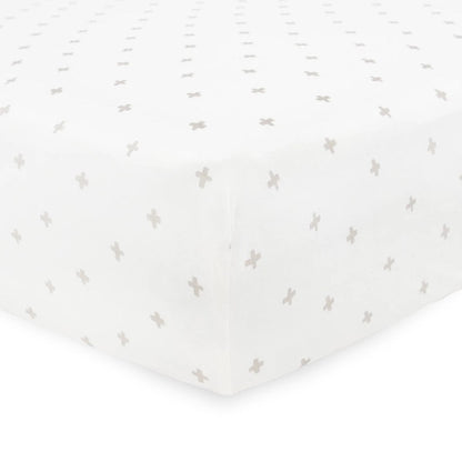 Little Unicorn Stretch Knit Crib Sheet - Grey Cross - UN1207