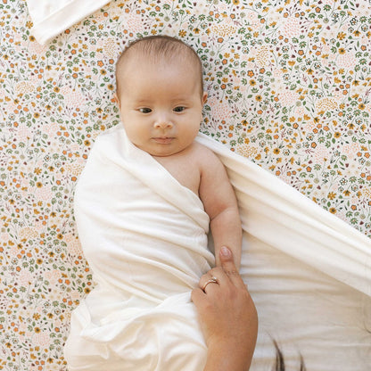 Little Unicorn Stretch Knit Crib Sheet - Pressed Petals - UN1204