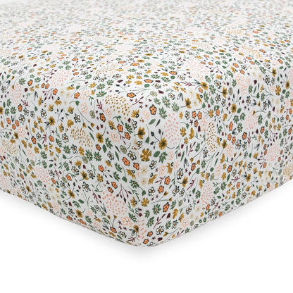 Little Unicorn Stretch Knit Crib Sheet - Pressed Petals - UN1204