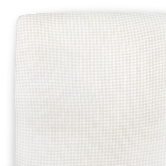 Little Unicorn Stretch Knit Crib Sheet - Tan Gingham - UN1206