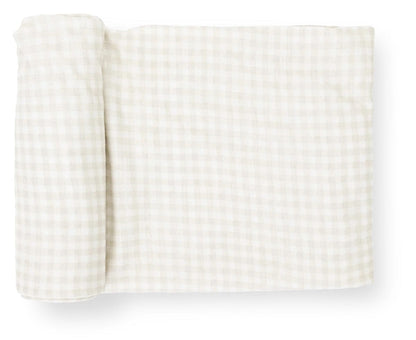 Little Unicorn Stretch Knit Swaddle Blanket - Tan Gingham - UB3406