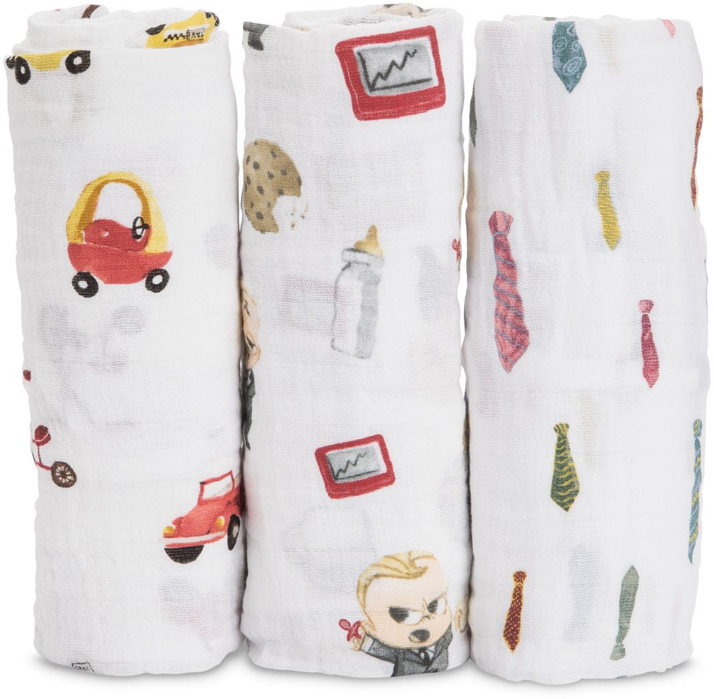 Little Unicorn + The Boss Baby Cotton Muslin Swaddle 3 Pack - Cookies are for Closers