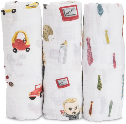 Little Unicorn + The Boss Baby Cotton Muslin Swaddle 3 Pack - Cookies are for Closers