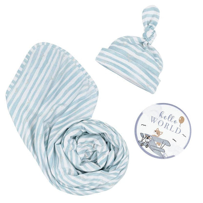 Living Textiles Hello World Gift Set - Blue Stripes