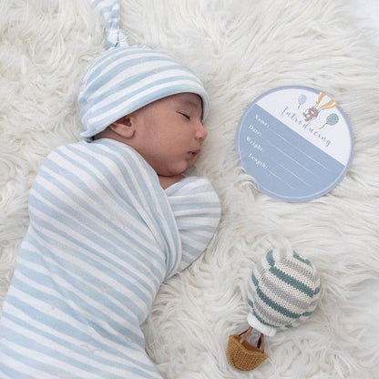 Living Textiles Hello World Gift Set - Blue Stripes