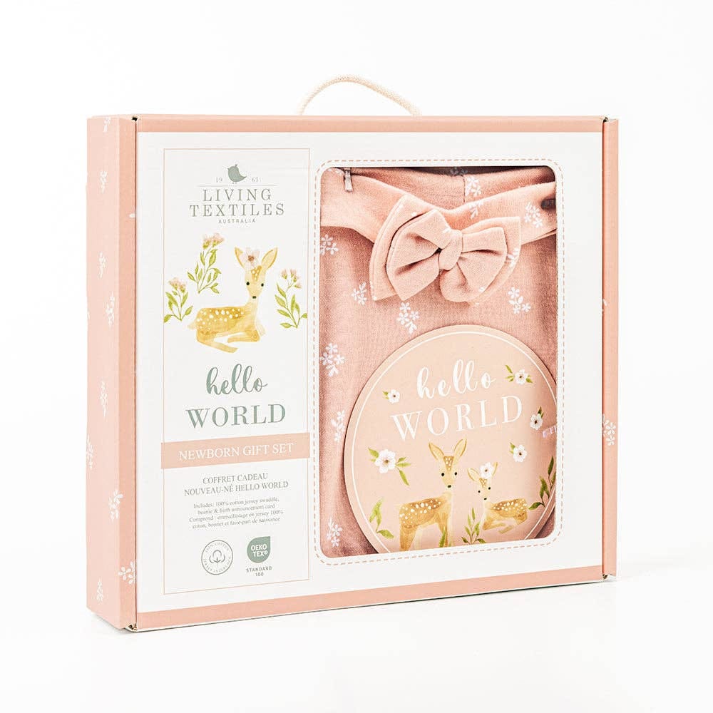 Living Textiles Hello World Gift Set - Dusty Rose