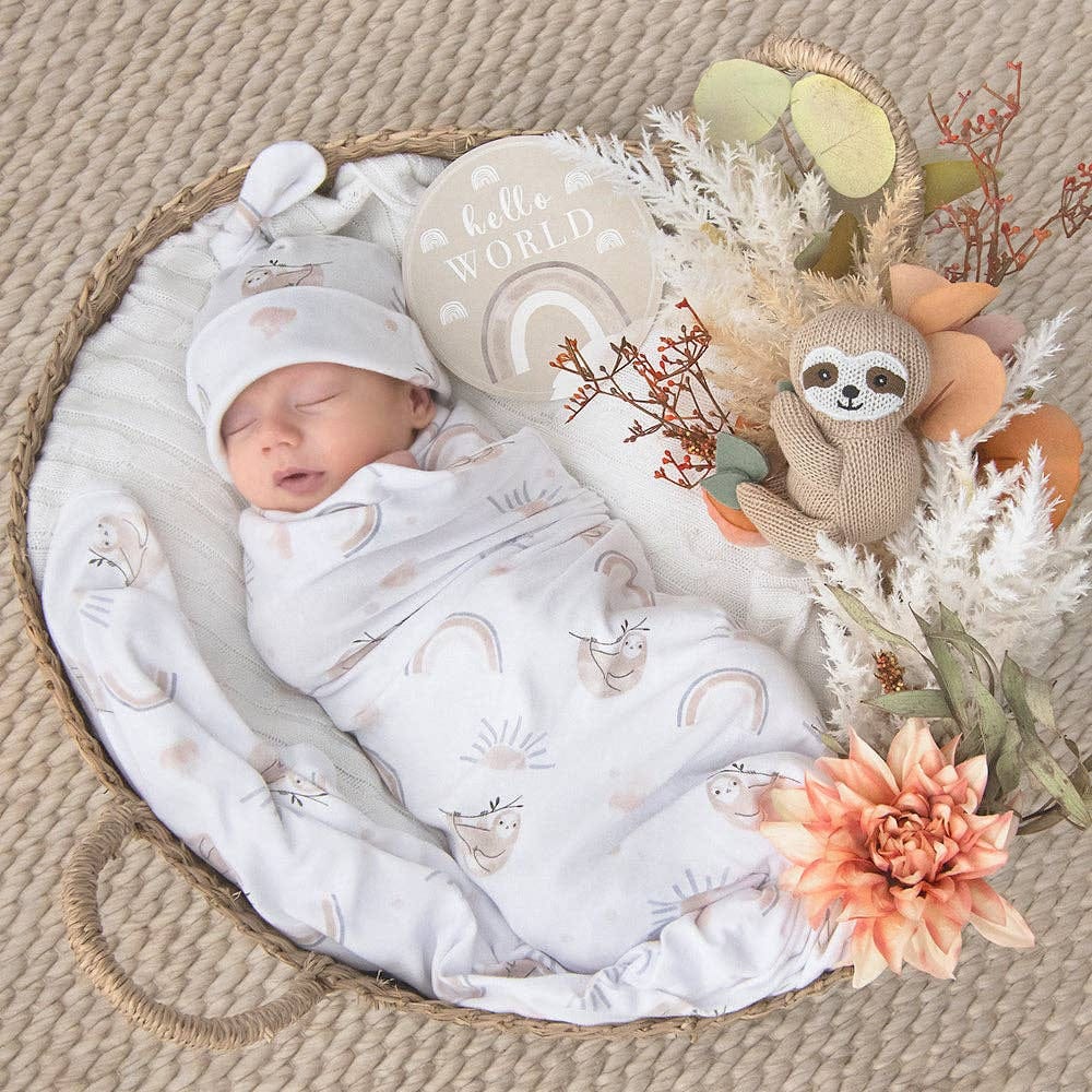 Living Textiles Hello World Gift Set - Rainbow Sloth