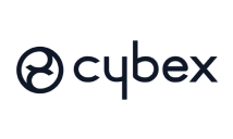 The Cybex logo, in dark blue, consists of an icon resembling a stylized gear or spiral, followed by the word "cybex" in a lowercase, modern sans-serif font.