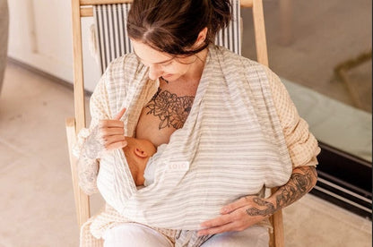 Lolo Baby Breastfeeding Sling Support - White & Grey Stripe - LOLO-WGS