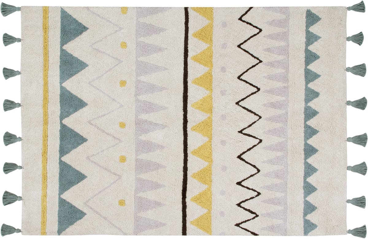 Lorena Canals Azteca Rug - Natural/Vintage Blue (4' 8" x 6' 7") - C-AZ-NVB-L