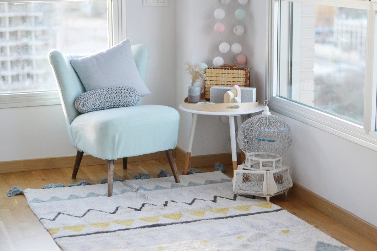 Lorena Canals Azteca Rug - Natural/Vintage Blue (4' 8" x 6' 7") - C-AZ-NVB-L