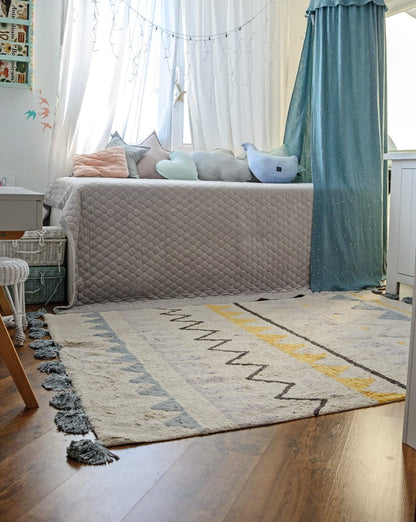 Lorena Canals Azteca Rug - Natural/Vintage Blue (4' 8" x 6' 7") - C-AZ-NVB-L