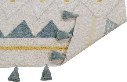 Lorena Canals Azteca Rug - Natural/Vintage Blue (4' 8" x 6' 7") - C-AZ-NVB-L