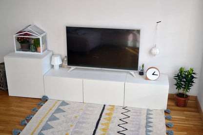 Lorena Canals Azteca Rug - Natural/Vintage Blue (4' 8" x 6' 7") - C-AZ-NVB-L