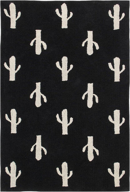 Lorena Canals Cactus Stamp Rug (4' 8" x 6' 7") - C-BW-CACTUS