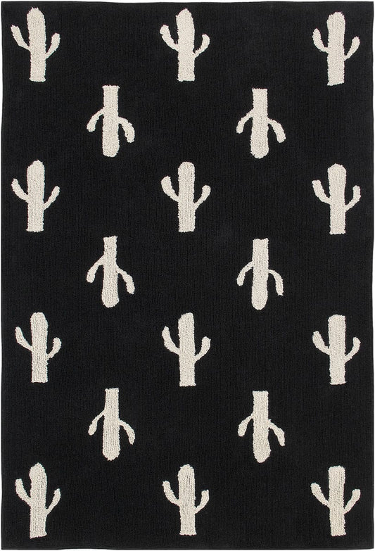Lorena Canals Cactus Stamp Rug (4' 8" x 6' 7") - C-BW-CACTUS