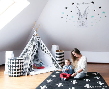 Lorena Canals Cactus Stamp Rug (4' 8" x 6' 7") - C-BW-CACTUS