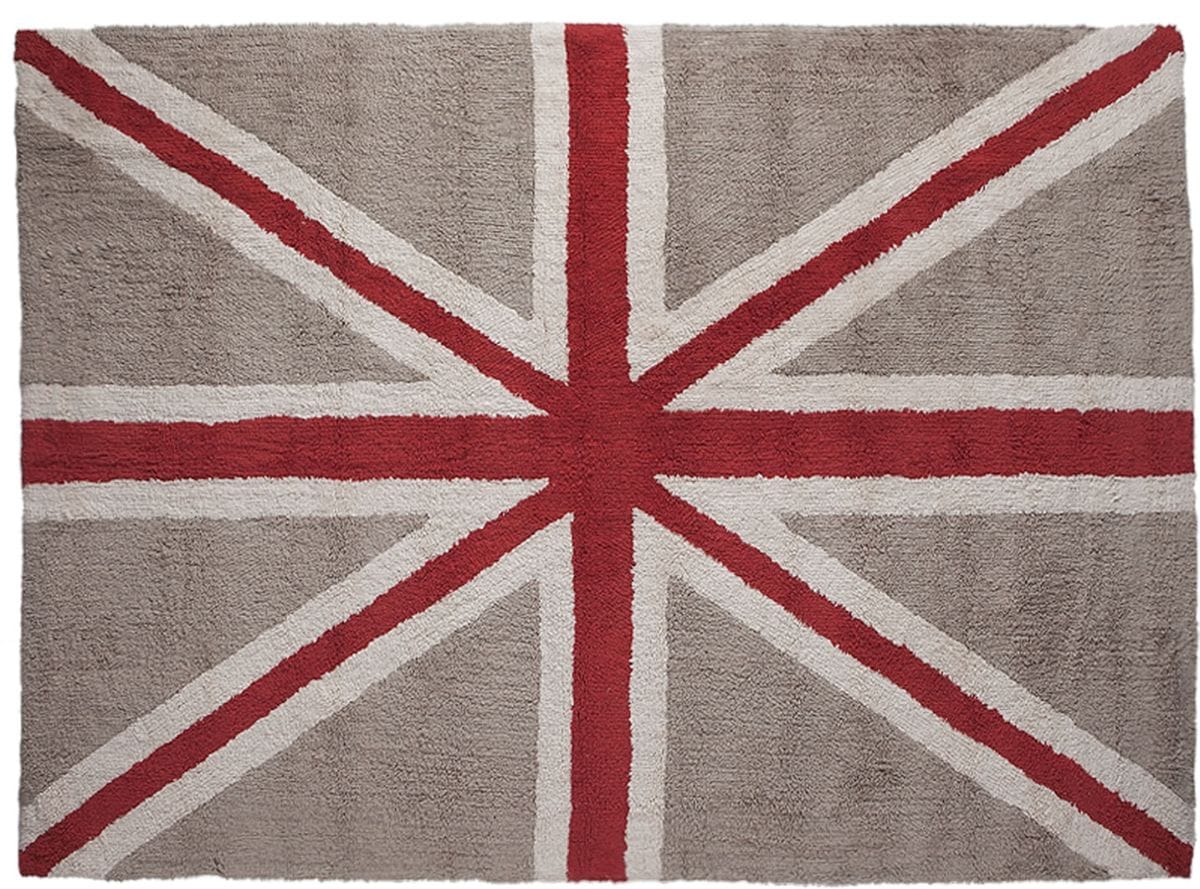Lorena Canals Flag Rug, UK - Linen/Red (4' 8" x 6' 7") - C-F-ELR