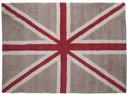 Lorena Canals Flag Rug, UK - Linen/Red (4' 8" x 6' 7") - C-F-ELR