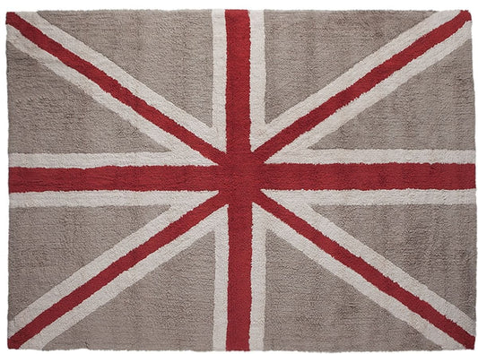 Lorena Canals Flag Rug, UK - Linen/Red (4' 8" x 6' 7") - C-F-ELR