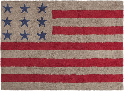 Lorena Canals Flag Rug, USA - Linen/Red (4' x 5' 3") - C-FA-LR