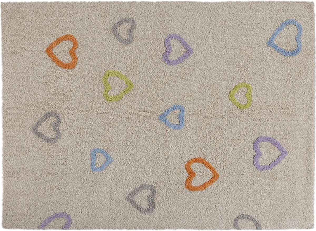 Lorena Canals Hearts Rug - Beige/Multi (4' x 5' 3") - C-COR-M