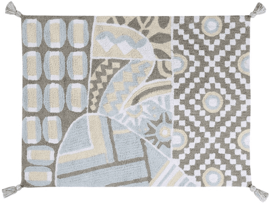 Lorena Canals Indian Bag - Grey/Blue (4' x 5' 3") - C-BAG-GB