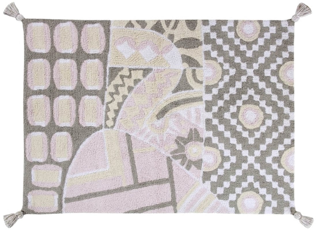 Lorena Canals Indian Bag - Grey/Pink (4' x 5' 3") - C-BAG-GP