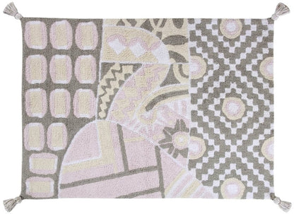 Lorena Canals Indian Bag - Grey/Pink (4' x 5' 3") - C-BAG-GP