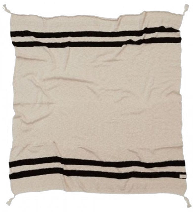 Lorena Canals Knitted Blanket Stripes Natural - Black (4'2" x 5') - BLC-STRIPE-BLK
