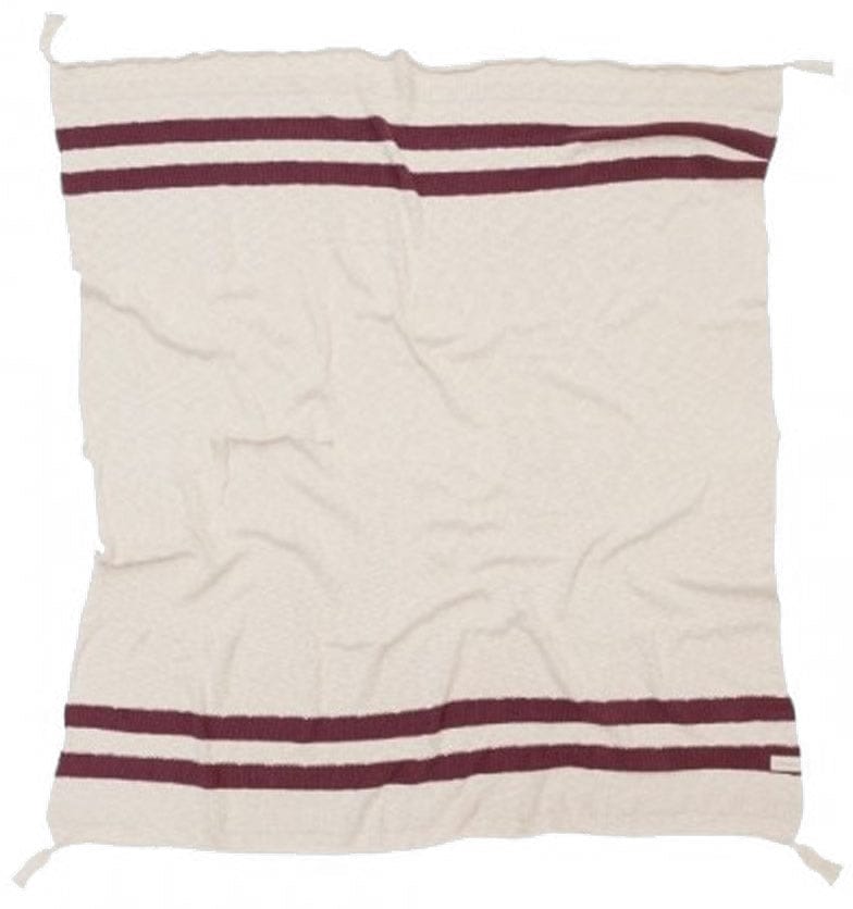 Lorena Canals Knitted Blanket Stripes Natural - Burgundy (4'2" x 5') - BLC-STRIPE-BURG