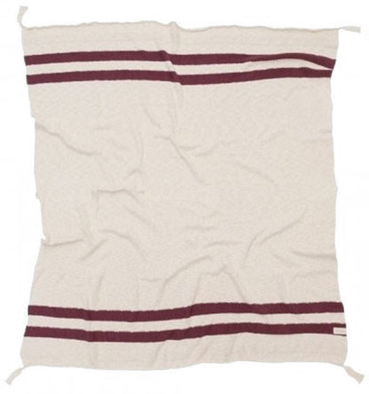 Lorena Canals Knitted Blanket Stripes Natural - Burgundy (4'2" x 5') - BLC-STRIPE-BURG