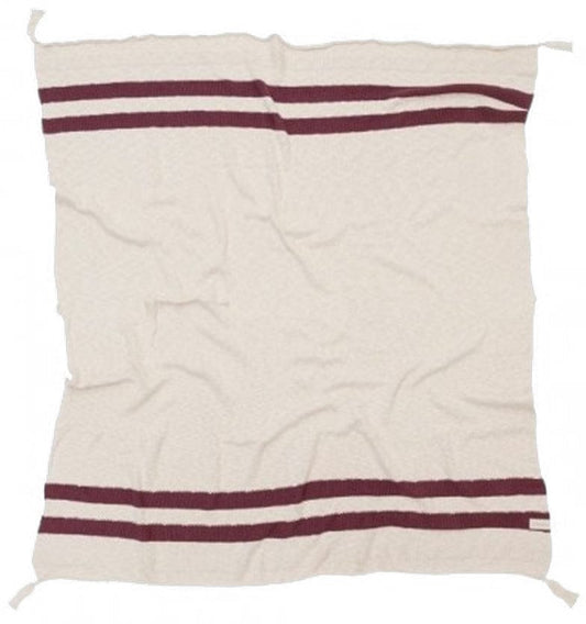 Lorena Canals Knitted Blanket Stripes Natural - Burgundy (4'2" x 5') - BLC-STRIPE-BURG