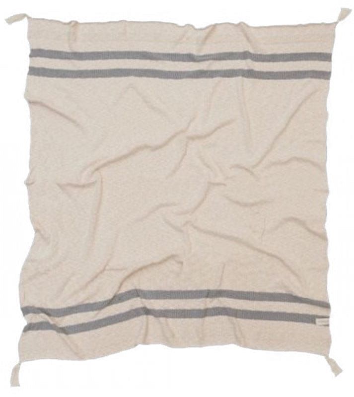 Lorena Canals Knitted Blanket Stripes Natural - Grey (4'2" x 5') - BLC-STRIPE-GREY