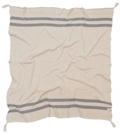 Lorena Canals Knitted Blanket Stripes Natural - Grey (4'2" x 5') - BLC-STRIPE-GREY