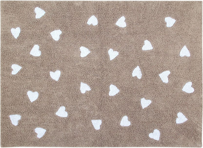 Lorena Canals Messy Hearts Rug - Linen/White (4' x 5' 3") - C-L-LHW