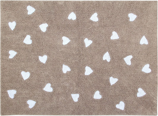 Lorena Canals Messy Hearts Rug - Linen/White (4' x 5' 3") - C-L-LHW