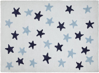 Lorena Canals Messy Stars Rug - White/Navy/Blue (4' x 5' 3") - C-W-MAN