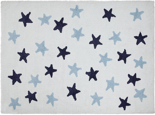 Lorena Canals Messy Stars Rug - White/Navy/Blue (4' x 5' 3") - C-W-MAN