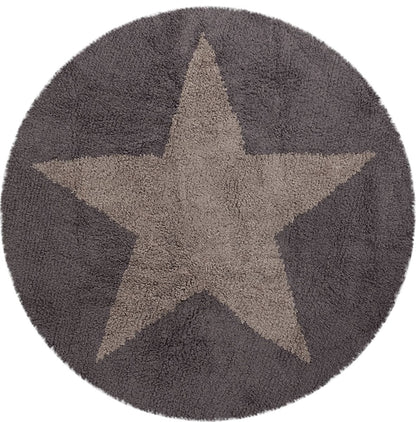 Lorena Canals Reversible Round Rug - Star - Linen/Dark Grey (4' 8") - C-SR-LDG