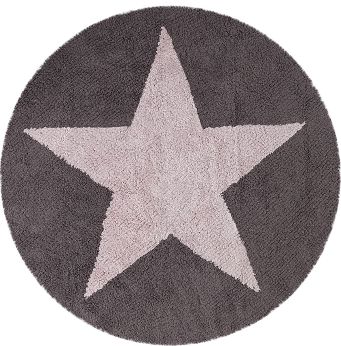 Lorena Canals Reversible Round Rug - Star - Pink/Dark Grey (4' 8") - C-SR-PDG