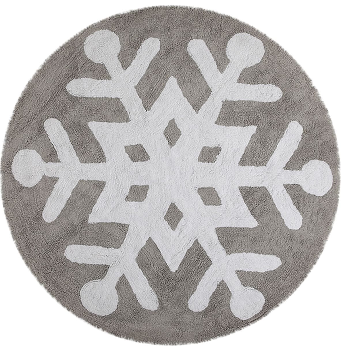 Lorena Canals Round Rug - Snowflake - Grey/White (4' 8") - C-SNOWFLAKE
